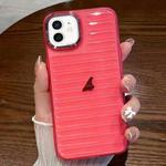 For iPhone 12 Striped Electroplating TPU Transparent Phone Case(Fluorescent Red)