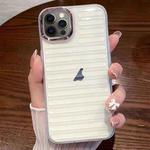 For iPhone 12 Pro Striped Electroplating TPU Transparent Phone Case(Transparent White)