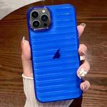 For iPhone 13 Pro Striped Electroplating TPU Transparent Phone Case(Dark Blue)