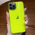 For iPhone 13 Pro Striped Electroplating TPU Transparent Phone Case(Fluorescent Green)