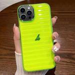 For iPhone 13 Pro Max Striped Electroplating TPU Transparent Phone Case(Fluorescent Green)