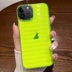 For iPhone 14 Pro Striped Electroplating TPU Transparent Phone Case(Fluorescent Green)