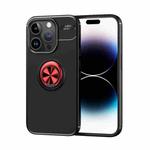 For iPhone 15 Pro Metal Ring Holder TPU Phone Case(Black+Red)