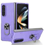 For Samsung Galaxy Z Fold5 5G Matte UV Armor Ring Shockproof Phone Case(Purple)