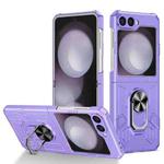 For Samsung Galaxy Z Flip6 5G Matte UV Armor Ring Shockproof Phone Case(Purple)