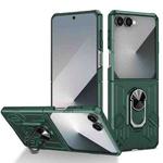 For Samsung Galaxy Z Flip7 5G Matte UV Armor Ring Shockproof Phone Case(Dark Green)
