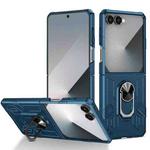 For Samsung Galaxy Z Flip7 5G Matte UV Armor Ring Shockproof Phone Case(Dark Blue)