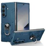 For Samsung Galaxy Z Fold7 5G Matte UV Armor Ring Shockproof Phone Case(Dark Blue)