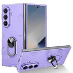 For Samsung Galaxy Z Fold7 5G Matte UV Armor Ring Shockproof Phone Case(Purple)