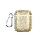 For AirPods 1 / 2 Glitter Powder Skin Texture PC TWS Earphone Case(Gold)