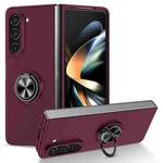 For Samsung Galaxy Z Fold5 5G Armor Ring Holder Phone Case(Wine Red)