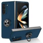 For Samsung Galaxy Z Fold5 5G Armor Ring Holder Phone Case(Dark Blue)