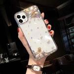 For iPhone 12 Pro Max Pearl Flower Diamond TPU Phone Case