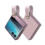 For Motorola Razr 40 Ultra Hand Strap Type Leather Phone Case(Rose Gold)