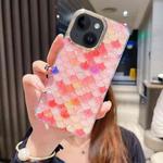For iPhone 14 Plus Colorful Crystal Shell Pattern PC + TPU Phone Case(Fish-scales Red)