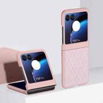 For Motorola Razr 40 Ultra Rhombus Pattern PC + Leather Phone Case(Pink)