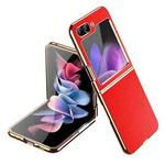 For Samsung Galaxy Z Flip5 Electroplate Litchi Pattern Leather Phone Case(Red)