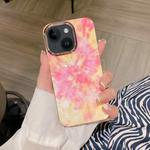 For iPhone 14 Plus Colorful Shell Texture Marble PC + TPU Phone Case(Pink Orange)
