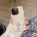 For iPhone 14 Pro Colorful Shell Texture Marble PC + TPU Phone Case(White)