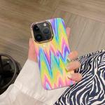 For iPhone 14 Pro Colorful Shell Texture Marble PC + TPU Phone Case(Rainbow Stripe)