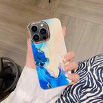 For iPhone 13 Pro Max Colorful Shell Texture Marble PC + TPU Phone Case(Blue Pink)