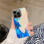 For iPhone 13 Pro Colorful Shell Texture Marble PC + TPU Phone Case(Blue Pink)