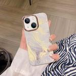 For iPhone 13 Colorful Shell Texture Marble PC + TPU Phone Case(White)