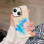For iPhone 13 Colorful Shell Texture Marble PC + TPU Phone Case(Blue Purple)