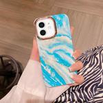For iPhone 12 Colorful Shell Texture Marble PC + TPU Phone Case(Blue White)