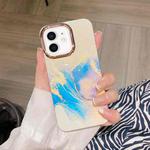 For iPhone 12 Colorful Shell Texture Marble PC + TPU Phone Case(Blue Purple)