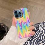 For iPhone 12 Pro Max Colorful Shell Texture Marble PC + TPU Phone Case(Rainbow Stripe)