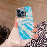 For iPhone 12 Pro Max Colorful Shell Texture Marble PC + TPU Phone Case(Blue White)