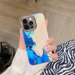 For iPhone 12 Pro Colorful Shell Texture Marble PC + TPU Phone Case(Blue Pink)