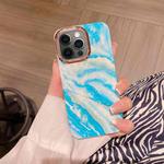 For iPhone 12 Pro Colorful Shell Texture Marble PC + TPU Phone Case(Blue White)