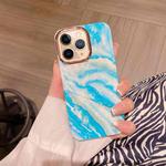 For iPhone 11 Pro Max Colorful Shell Texture Marble PC + TPU Phone Case(Blue White)