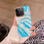 For iPhone 15 Pro Max Colorful Shell Texture Marble PC + TPU Phone Case(Blue White)