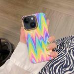 For iPhone 15 Colorful Shell Texture Marble PC + TPU Phone Case(Rainbow Stripe)