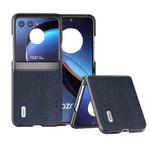For Motorola Razr 40 Ultra ABEEL Wood Texture PU Phone Case(Blue)