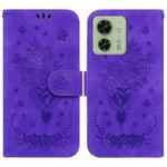 For Motorola Edge 40 Butterfly Rose Embossed Leather Phone Case(Purple)