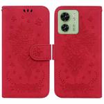 For Motorola Edge 40 Butterfly Rose Embossed Leather Phone Case(Red)