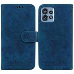 For Motorola Edge 40 Pro Butterfly Rose Embossed Leather Phone Case(Blue)