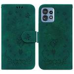 For Motorola Edge 40 Pro Butterfly Rose Embossed Leather Phone Case(Green)