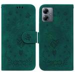 For Motorola Moto G14 Butterfly Rose Embossed Leather Phone Case(Green)