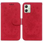 For Motorola Moto G54 Butterfly Rose Embossed Leather Phone Case(Red)
