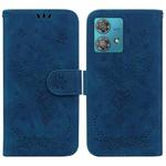 For Motorola Edge 40 Neo Butterfly Rose Embossed Leather Phone Case(Blue)