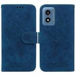 For Motorola Moto G Play 4G 2024 Butterfly Rose Embossed Leather Phone Case(Blue)