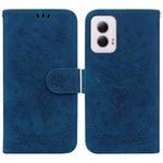 For Motorola Moto G Power 5G 2024 Butterfly Rose Embossed Leather Phone Case(Blue)
