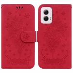 For Motorola Moto G Power 5G 2024 Butterfly Rose Embossed Leather Phone Case(Red)