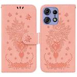 For Motorola Edge 50 Pro Butterfly Rose Embossed Leather Phone Case(Pink)