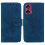 For Motorola Edge 50 Fusion Butterfly Rose Embossed Leather Phone Case(Blue)